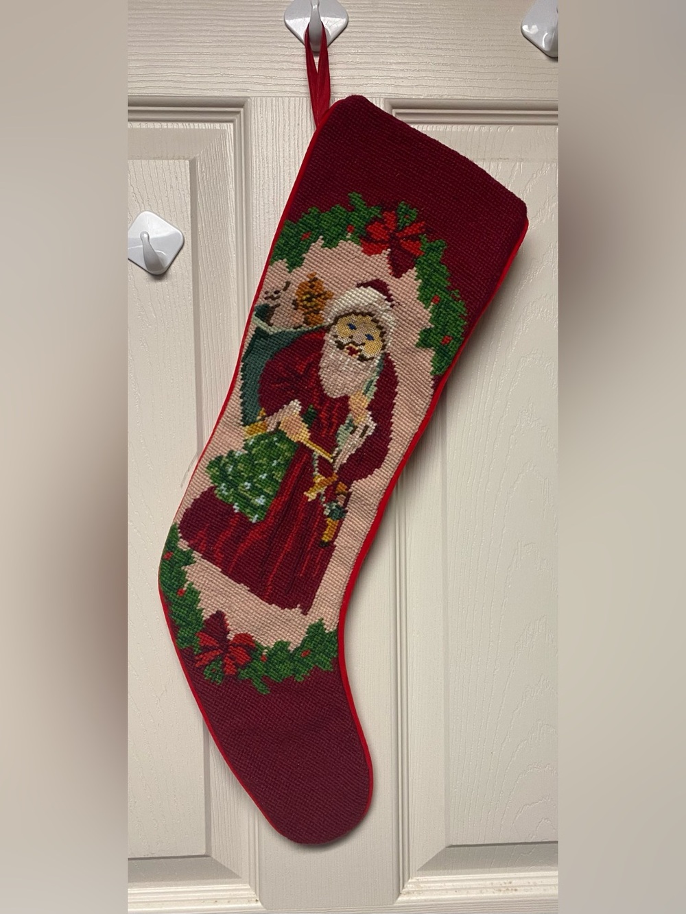 Vintage Needlepoint Christmas Stocking